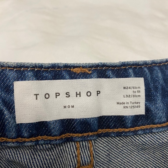 Denim TOPSHOP blue jeans “MOM” style Size 24 - Picture 4 of 5